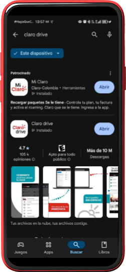 Descargar Claro drive en tu dispositivo - paso 1 Descargar Claro drive en tu dispositivo - paso 1